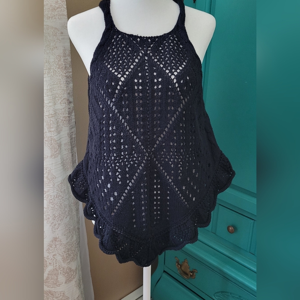 Free People Black Crochet Top